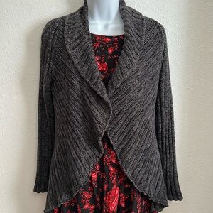 Apt.9 Gray Open Front Cardigan Sweater Size Medium Petite